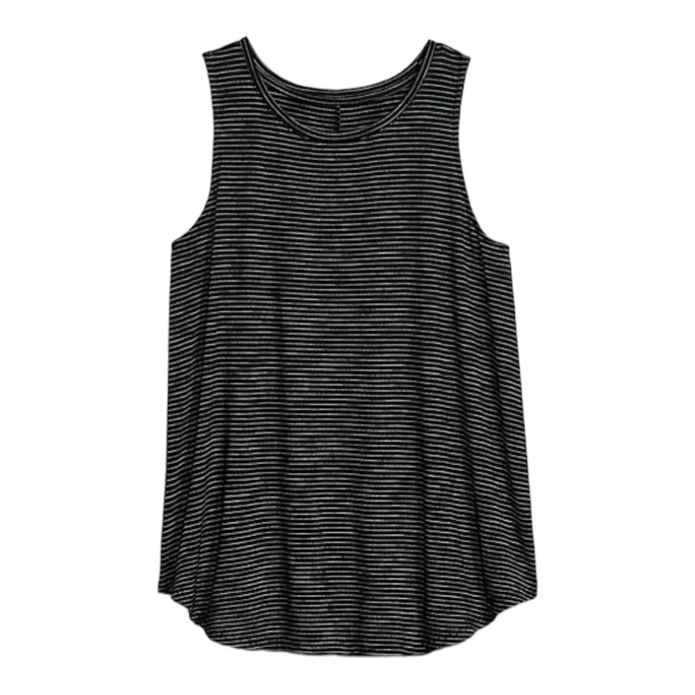 Old Navy Luxe Silver Metallic Stripes Sleeveless Top for Women Black Tank Top - Picture 2 of 6
